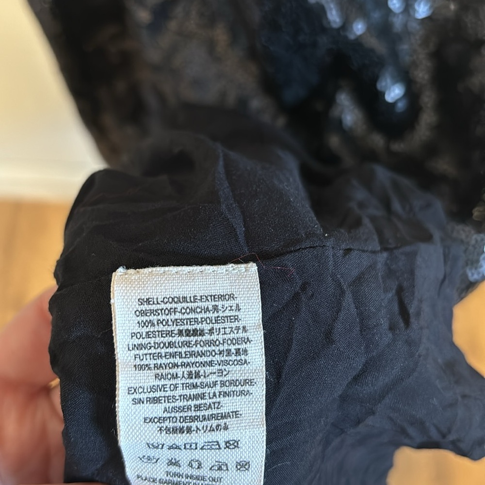 Free People black sequin liquid shine drop waist mini dress. - Picture 9 of 11